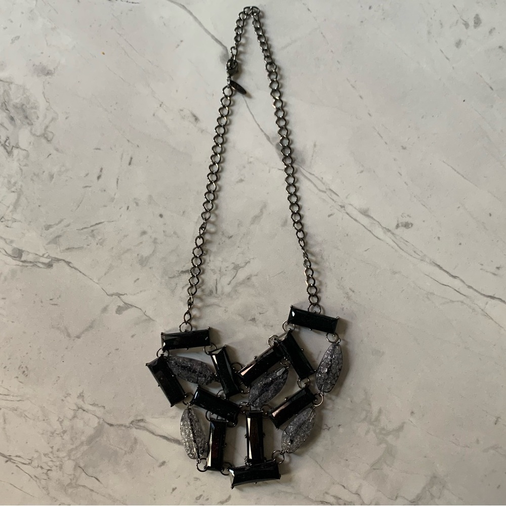 New York & Company Womens Adjustable Black and Silver Beaded Statement Necklace - Picture 3 of 8